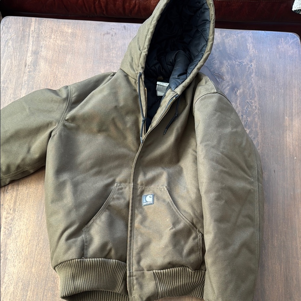 Carhartt Green Performance Jacket with Hood and Water-Resistant Fabric